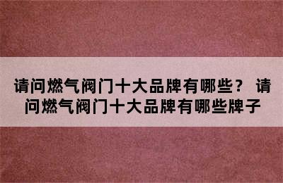 请问燃气阀门十大品牌有哪些？ 请问燃气阀门十大品牌有哪些牌子